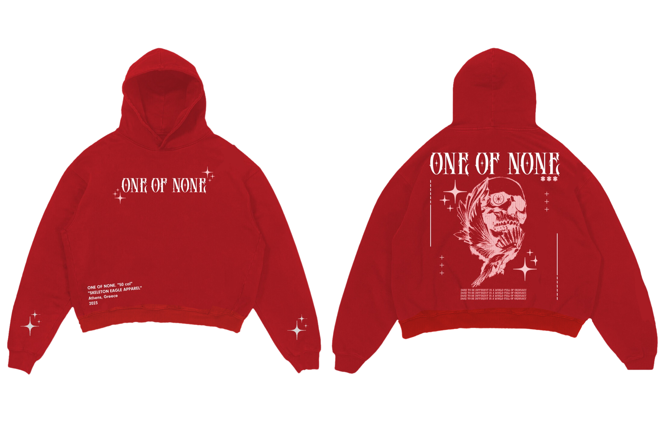 Red "1:0"Distressed Hoodie