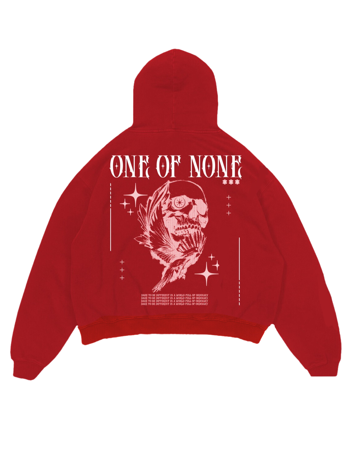Red "1:0"Distressed Hoodie