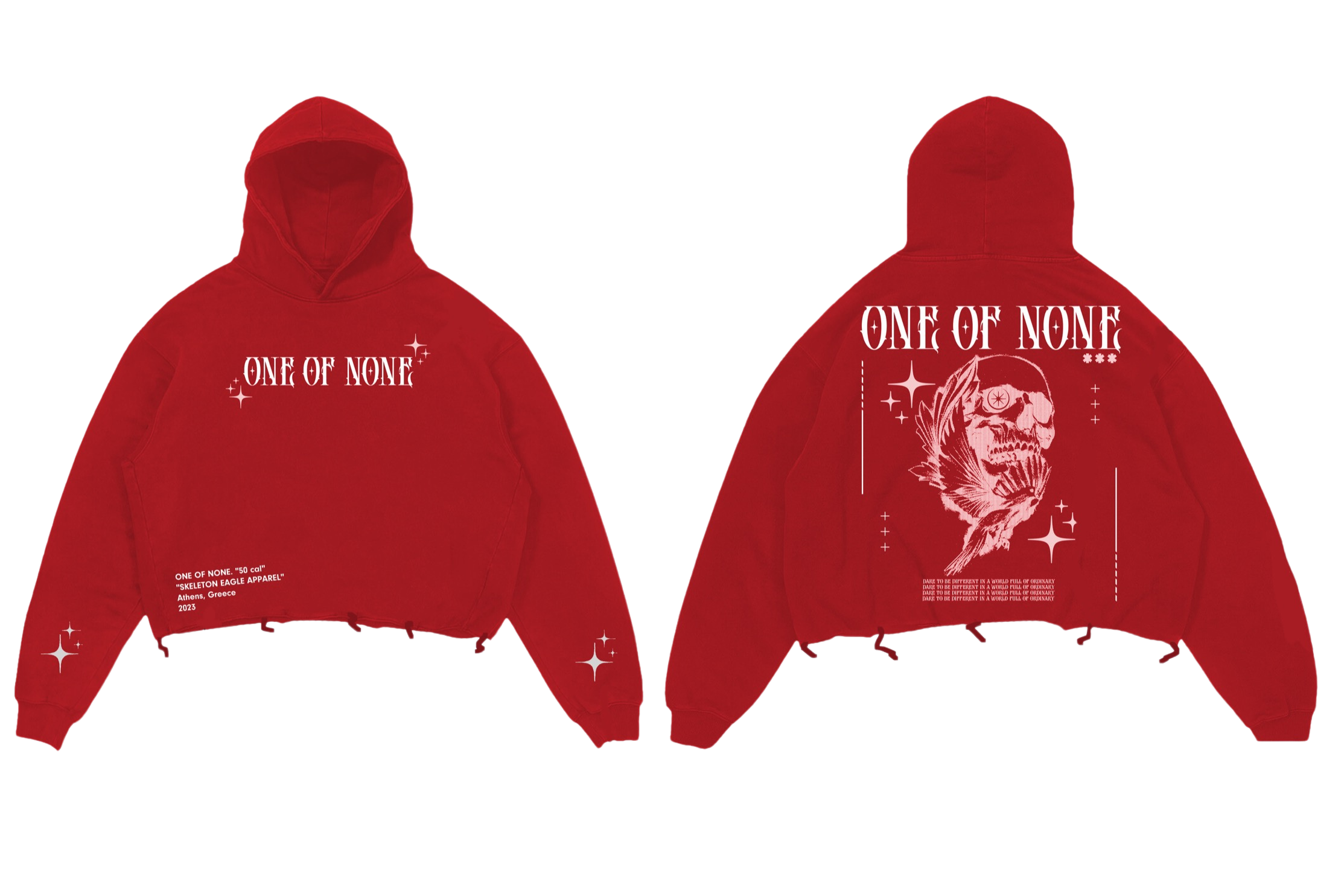 Red "1:0"Distressed Hoodie